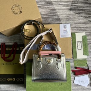 Gucci Diana Mini Tote Bag Silver 702732