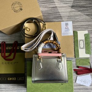 Gucci Diana Mini Tote Bag Silver 702732
