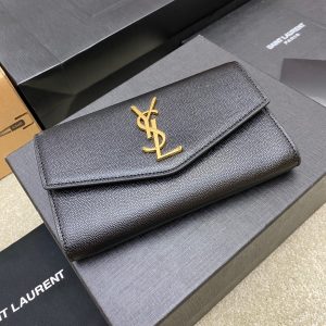 Saint Laurent Uptown Chain Wallet In Crocodile-Embossed Shiny Leather 607788