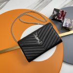 Saint Laurent Classic Cassandre Chain Wallet In Grain De Poudre Leather 377828