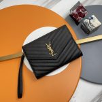 Saint Laurent Cassandre Matelassé Flap Pouch In Quilted Grain De Poudre Embossed Leather 617662