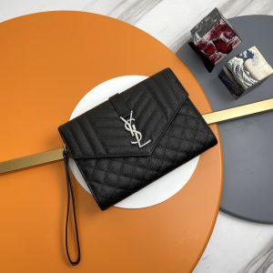 Saint Laurent Cassandre Matelassé Flap Pouch In Quilted Grain De Poudre Embossed Leather 617662
