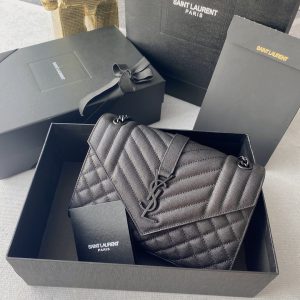 Saint Laurent Envelope Medium In Quilted Grain De Poudre Embossed Leather 487206