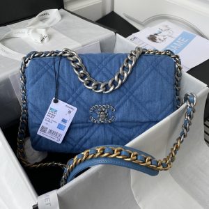 Chanel 19 Large Handbag Denim As1161