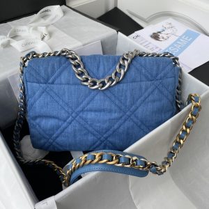 Chanel 19 Large Handbag Denim As1161