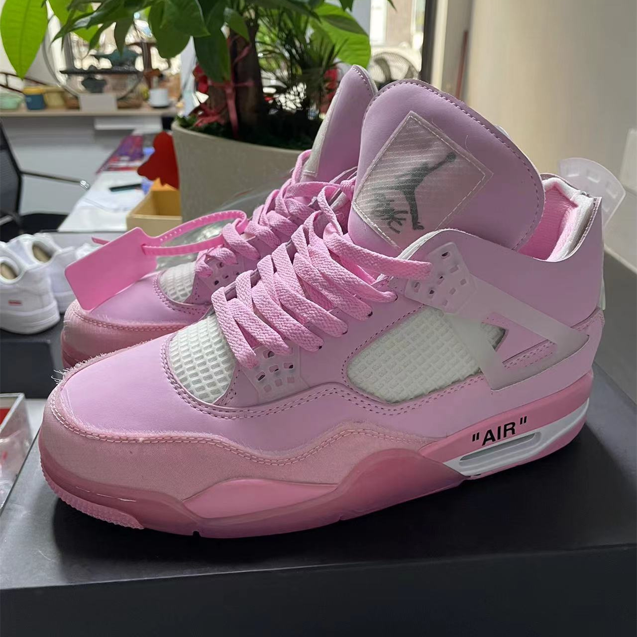 Air Jordan 4 Retro Off White x Pink – available at shoes886.com